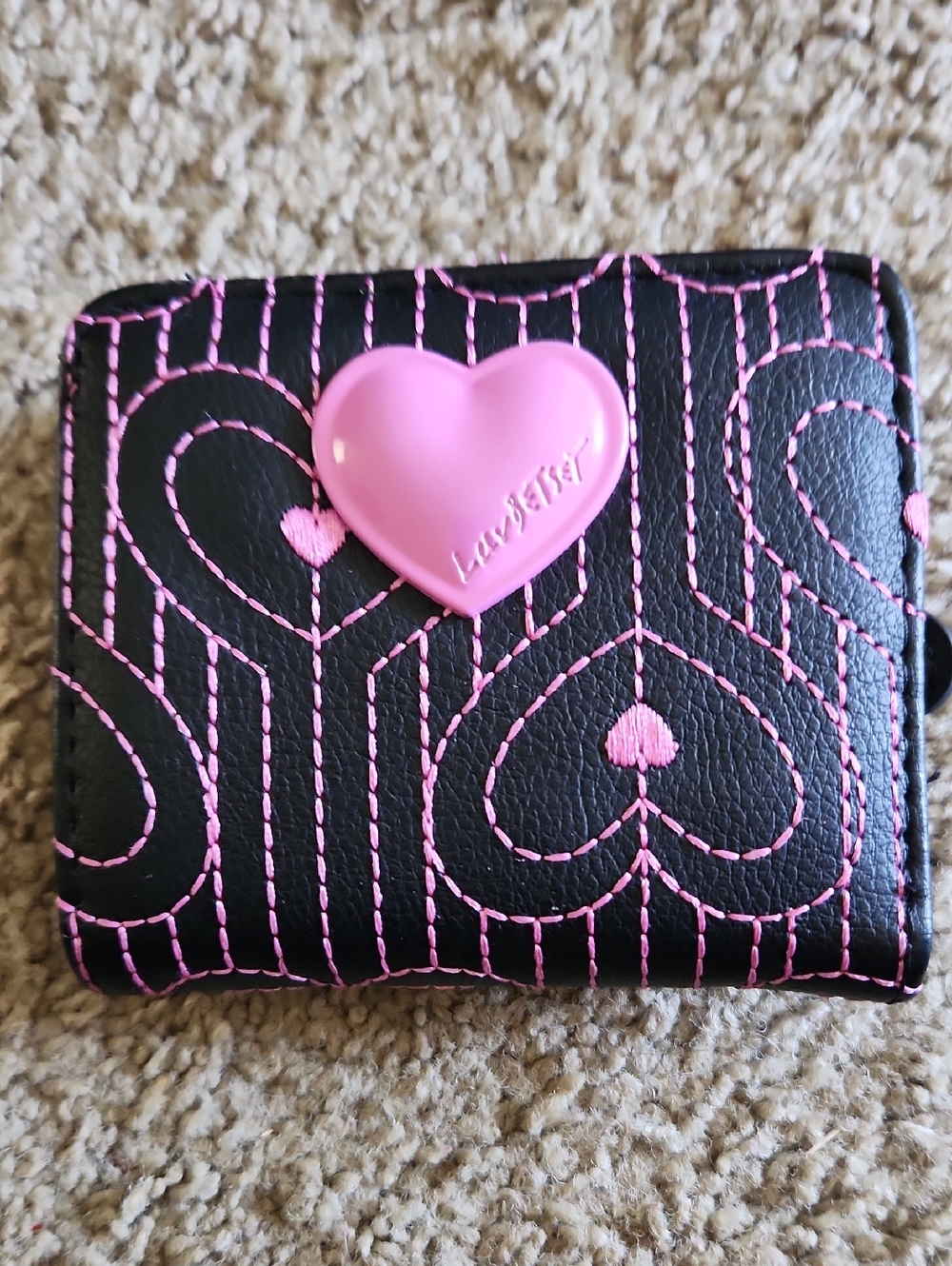 Playful Betsey Johnson  Wallet with Pink Heart Accent
